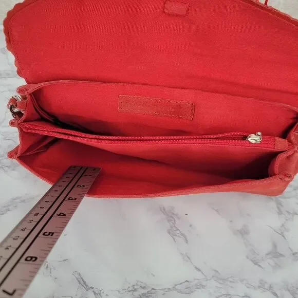 Banana Republic Y2K Red Suede Mini  Shoulder Bag or Clutch - Picture 5 of 13